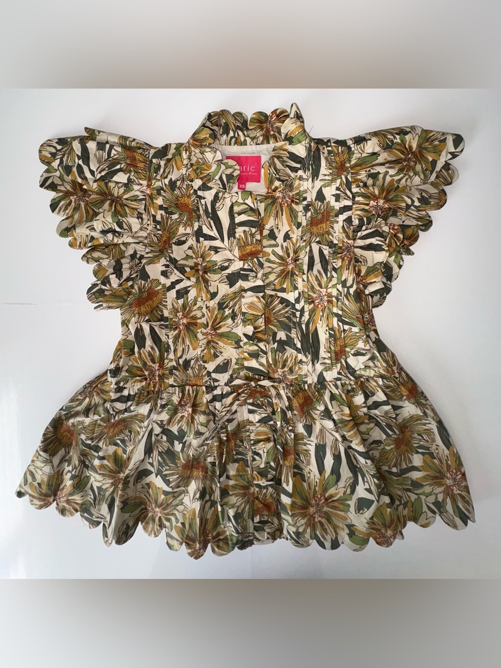 Marie by Victoria Dunn Floral Ruffle Sleeve Top XS Cottagecore - Picture 6 of 7